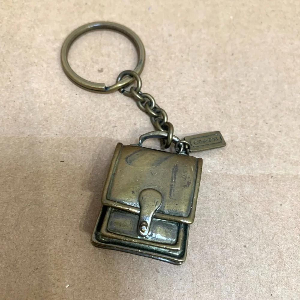 Authentic COACH Rare Vintage BRASS Bronze City Bag Key Ring Fob Charm FS170